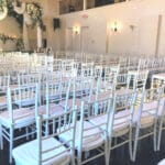white chairs wedding